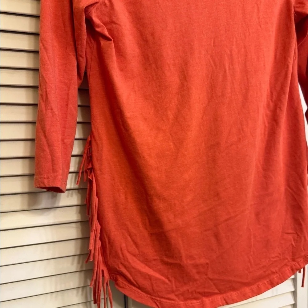 Frontier Rodeo Get Wild and Western Graphic Top Fringe 3/4 Sleeve Women’s Sz S